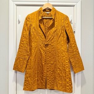 Joshi Quilted Jacket Lightweight Yellow Victorian Asian Mandarin Collar Sz S